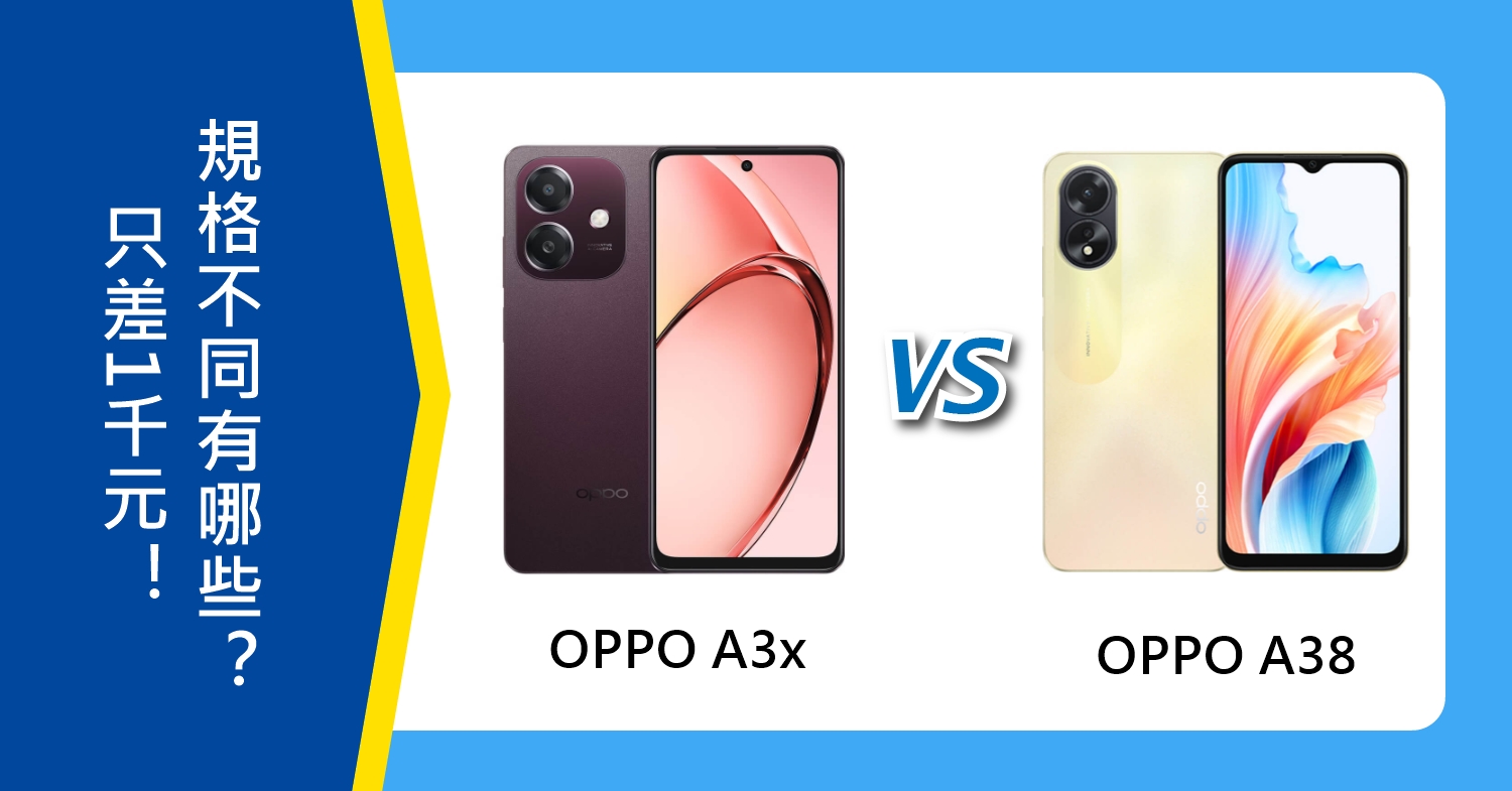 【機型比較】OPPO A3x跟A38只差1千元！規格不同差異有哪些？